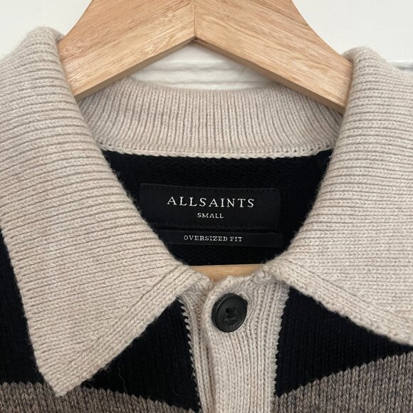 All Saints Striped Knit Rugby Shirt - Picture 2 of 3